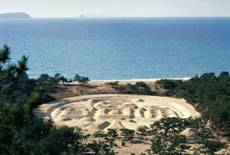 모래사장에 그려진 거대한 모래 그림, 고토히키 공원